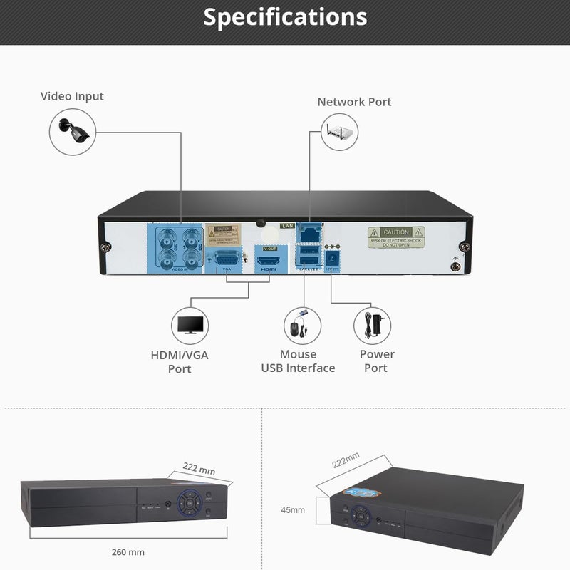 EVERSECU 8CH 1080P 5-in-1 HD Analog Hybrid DVR&NVR Supports Up to 5MP IP Camera+1080P AHD/TVI/CVI/CVBS Analog Camera Standalone DVR CCTV Surveillance Security System Video Recorder (No Hard Driver) - Image 4